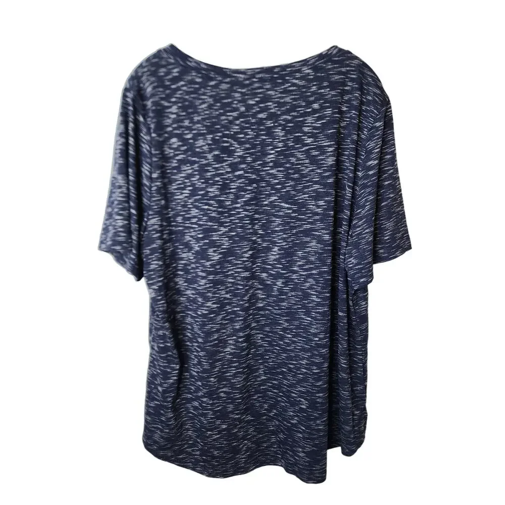 BloomChic 2X Marled V-Neck Tee, NWT, Navy Blue